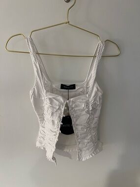 White Ruched Tank Top